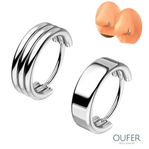 Oufer 20G Clear & Texture Surface  Hinged Segment Nose Ring 316L Stainless Steel
