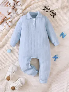 Baby Boys Solid Color One-Piece Jumpsuit, Baby Boy Clothes, Comfortable and Stylish Infant, Perfect for Daily Wear and Playtime