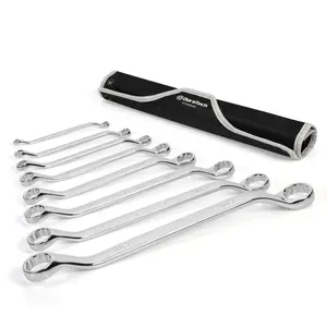 #JumpstartSale DURATECH 50-Degree Offset Wrench Set, SAE, Double Box End Wrench Set, 8-Count, 1/4'' to 1-1/4'', 12 Point, CR-V Steel, with Easy Hang Rolling Pouch