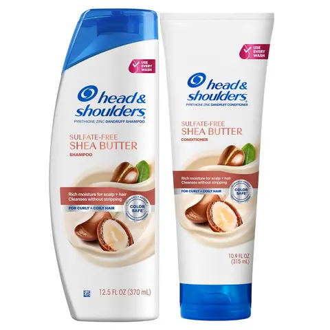 Head & Shoulders Shea Butter Dandruff Shampoo & Conditioner Set, Sulfate-Free, Rich Moisture, Curly & Coily Hair