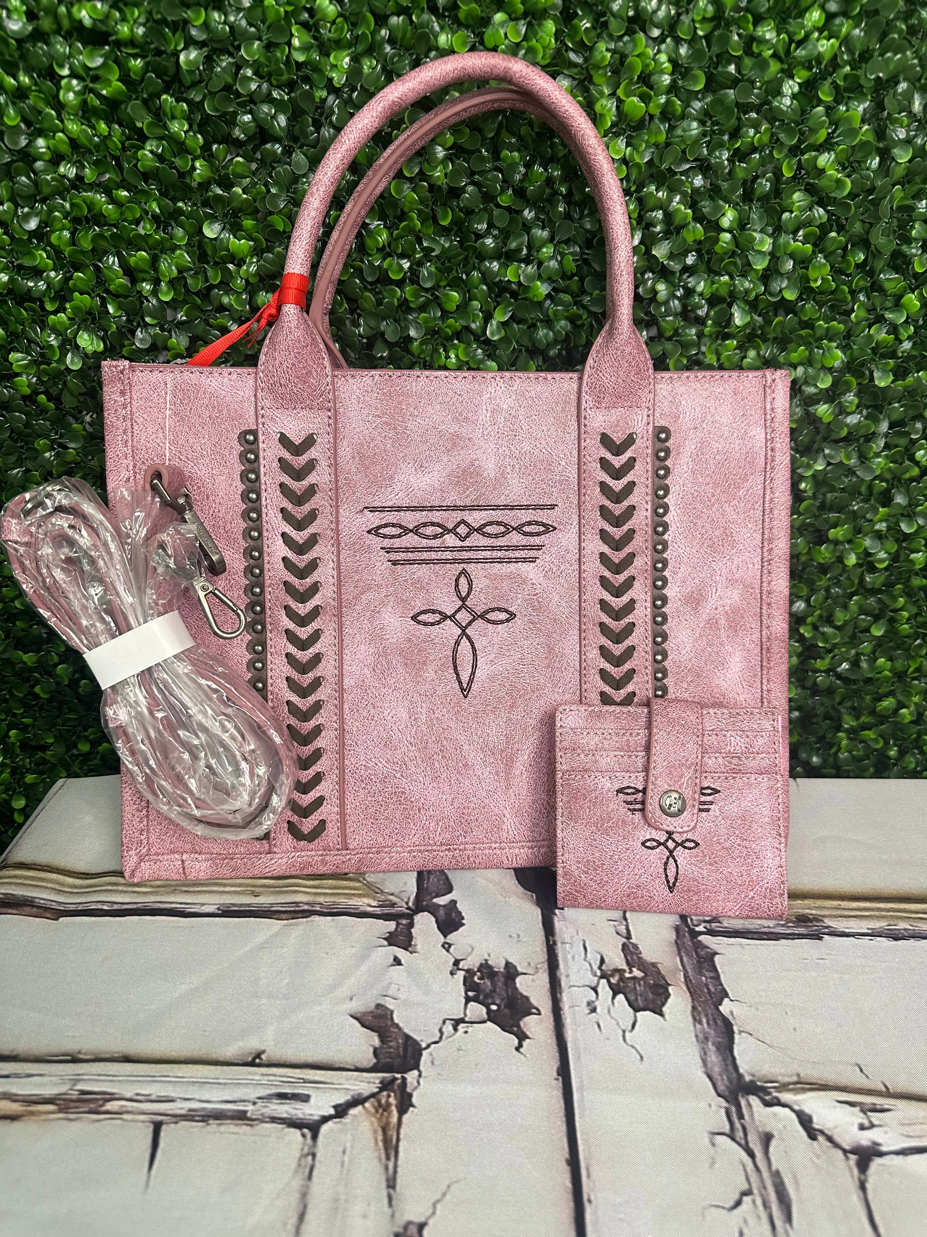 Montana West Whipstitch Tote With Matching Bi-Fold Wallet