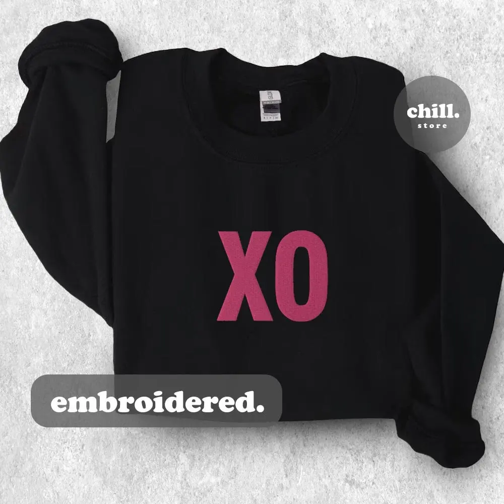 XO Sweatshirt - Unisex Sweatshirt - Embroidered Sweatshirt - Crewneck Sweatshirt