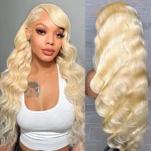 613 Blonde Straight HD Transparent 13x6 Body Wave Lace Frontal Hair Wigs For Women Pre Plucked 613 Lace Front Human Hair Wigs