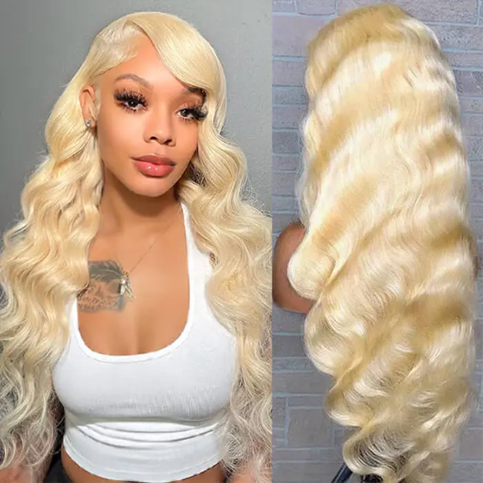 613 Blonde Straight HD Transparent 13x6 Body Wave Lace Frontal Hair Wigs For Women Pre Plucked 613 Lace Front Human Hair Wigs