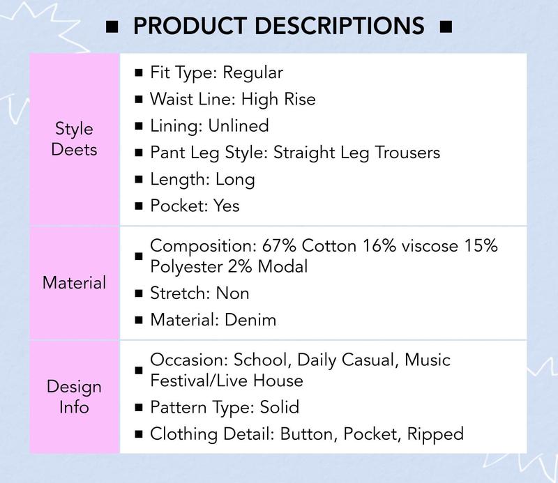 Cider [6 colors, size XXS Petite-XL Petite] Petite High Waist Ripped Straight Leg Jeans