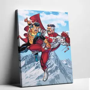 Invincible Hero Canvas Wall Art, Abstract Superhero Portrait Print Poster, Wall Aesthetic Artwork Painting for Game Room, Bedroom, Office or Fan Decor