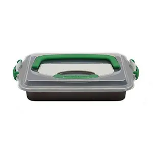 BergHoff Perfect Slice 3-piece 13"x9" Covered Cake Pan with Tool, Grey