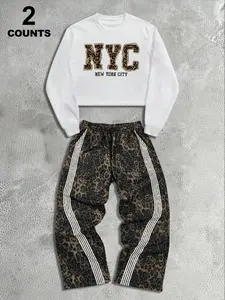 Men's Street Style Leopard Print Shirt & Pants Set, Loose-Fit Summer, Soft Skin-Friendly Fabric, Perfect for Casual Wear