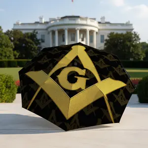 Freemason Badge Print Umbrella, portable and foldable design, 8 ribs, a casual accessory for Halloween, Christmas, and birthday gifts. Y251203169