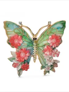 1 Piece of Retro Color Gorgeous Color Dripping Ceramic Design, Brooch with Palace Style Design, Enamel Feminine Temperament Elegant Clothing Accessories