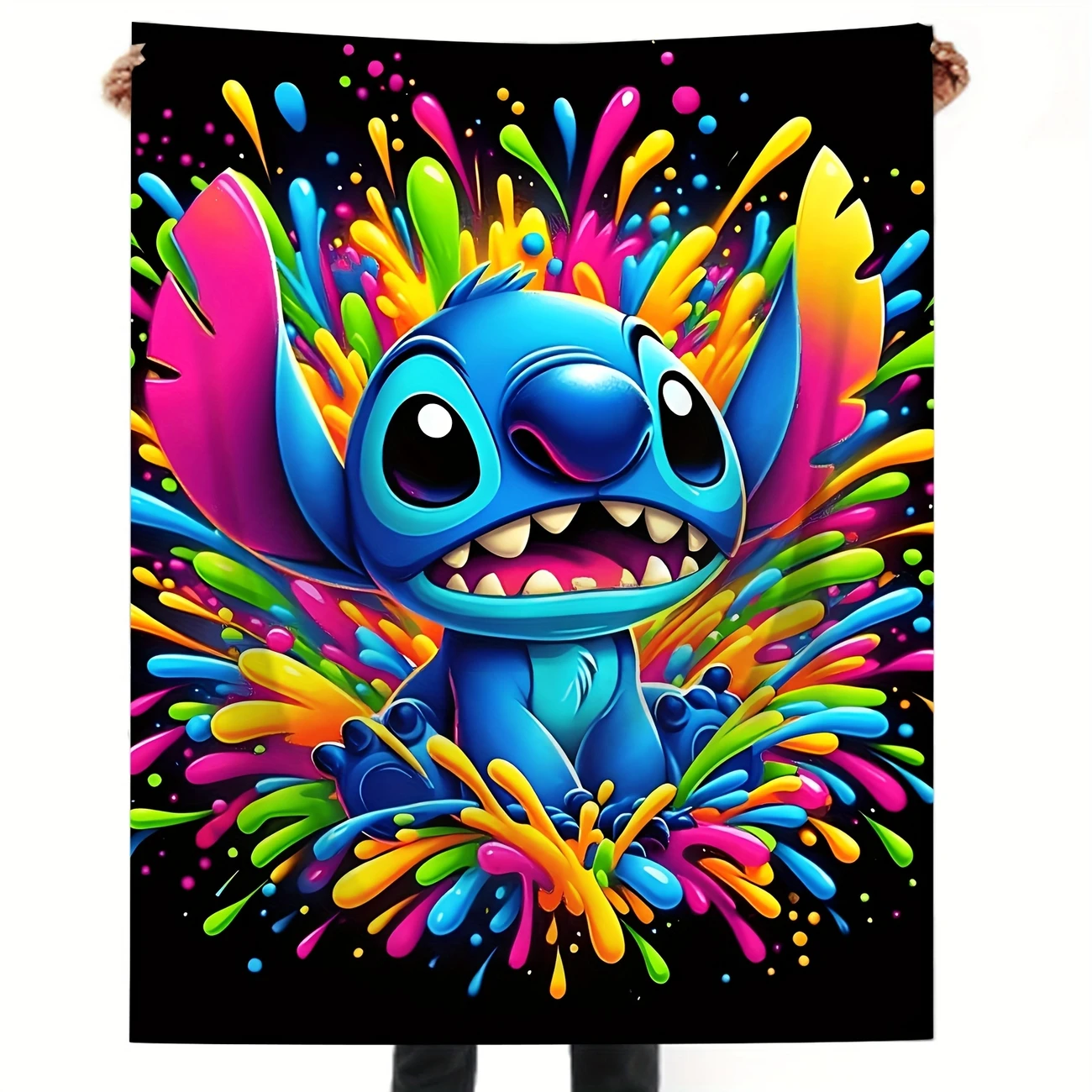 DISNEY CLASSIC Stitch Throw Blanket - Super Soft Flannel, Lightweight, Cute Cartoon Print - Ideal for outdoor