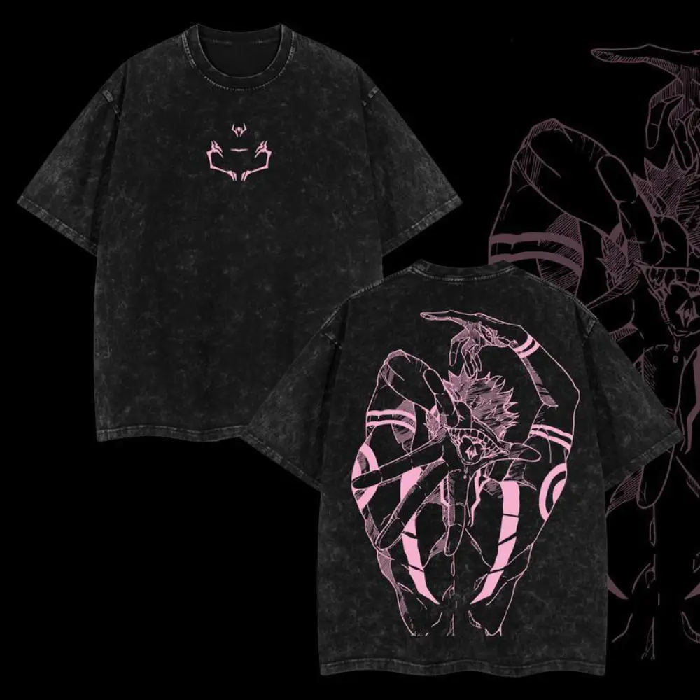 Ryomen Sukuna Vintage Unisex Oversize Anime Manga Acid Washed Cotton T-shirt, graphic tee,anime lover ,anime merch fan, outfits men,boys merch