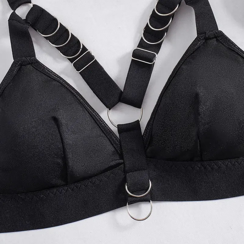 Feralove] Punk Motorcycle Style Black Lace Garter Lingerie – Sexy Metal  Buckle Bondage-Inspired Comfort Minimalist Womenswear Underwear Women  Elastic