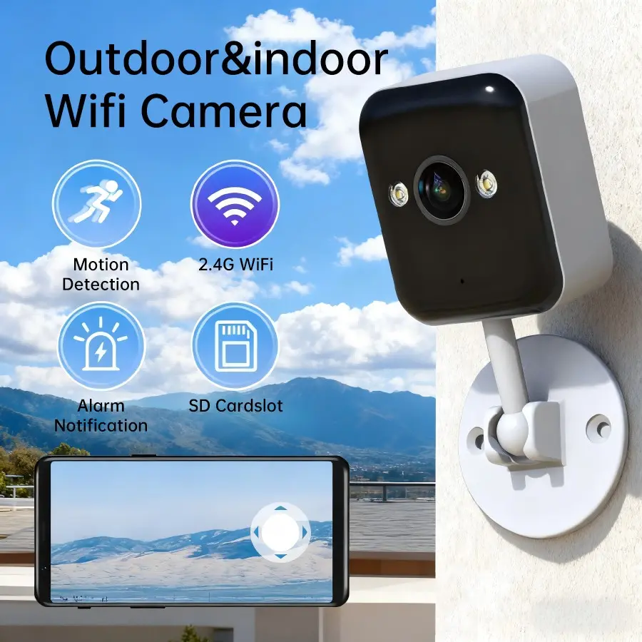 1080P HD Indoor/Outdoor BT/WiFi Camera, Security Cameras Wifi, IP66 Waterproof, Mini, Color Night Vision, Sound/Motion Detection, Voice Alarm, 24/7 Recording, Two-Way Audio, Mobile Phone Remote Control, Family Sharing