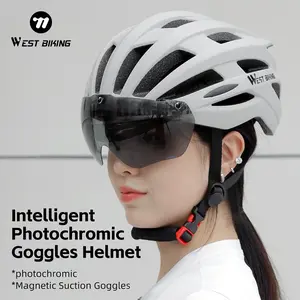 WEST BIKING Cycling Helmet with Photochromic Magnetic Goggles, 24 Vents, Adjustable 56-61cm, Lightweight EPS+PC Safety Helmet for Men Women, Road & Mountain Bike