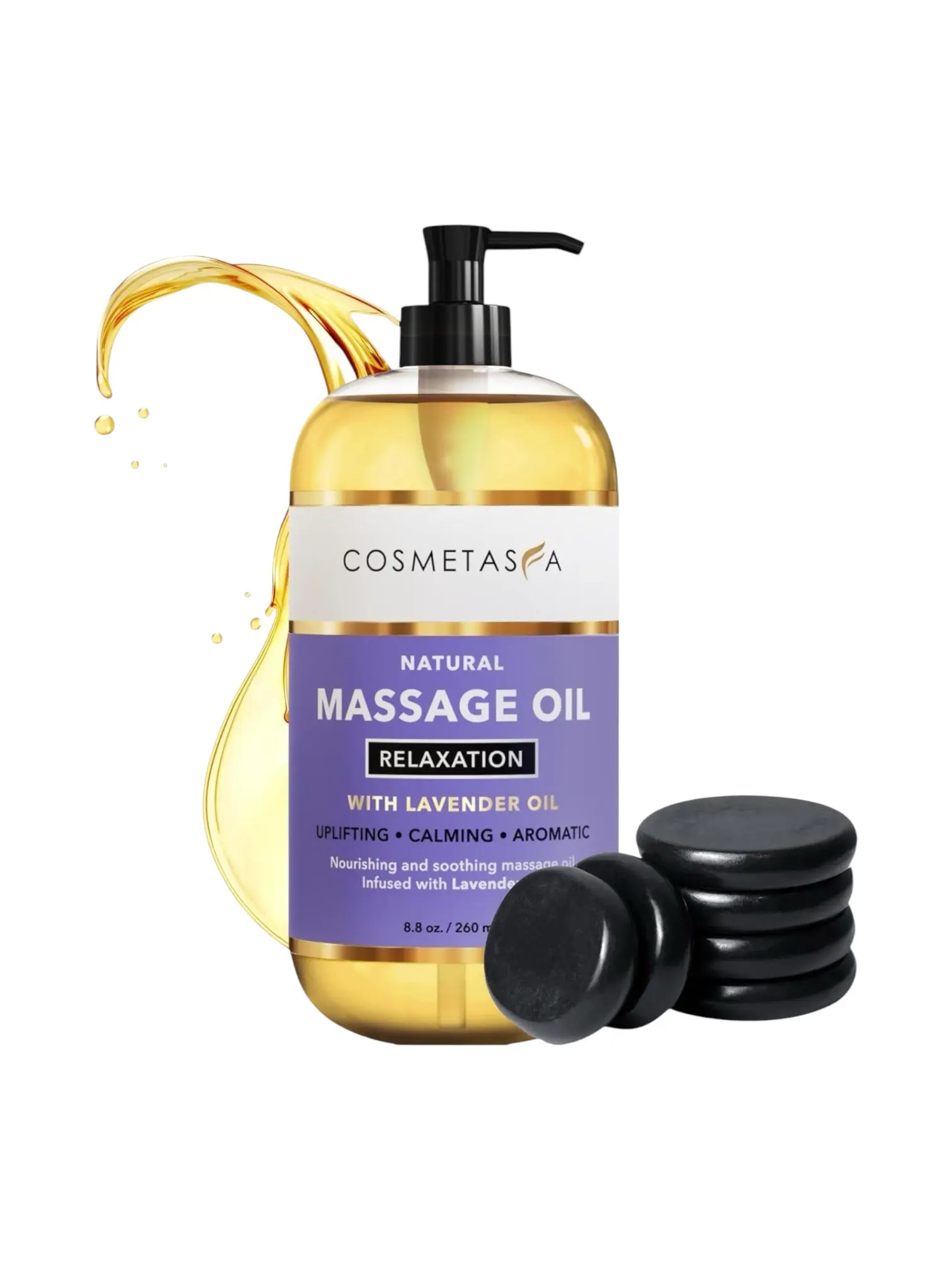Lavender Relaxation Massage Oil with Massage Hot Stones