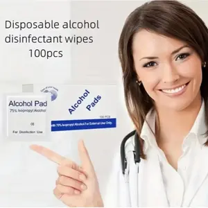 Disposable 75% Alcohol Swab for Wound Disinfection, Essential First Aid Box Supplies, Home Disaster Preparedness, Medical Consumables