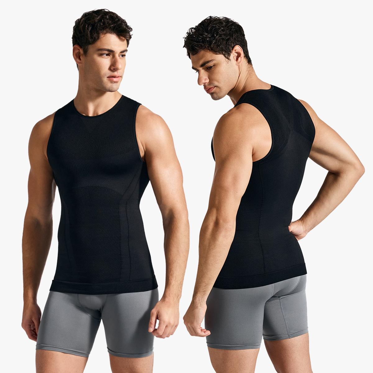 【 Nebility】Men’s Invisible Compression Shapewear Tank Top – Lightweight Seamless Slimming Vest with Tummy Control, Back Support & Chest Shaping, Moisture-Wicking Breathable Stretch Fabric Body Shaper for Daily Wear, Work & Posture Support SpringStatements