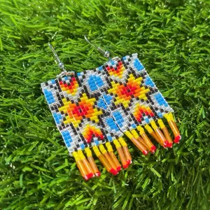Native Made star burst beaded earrings