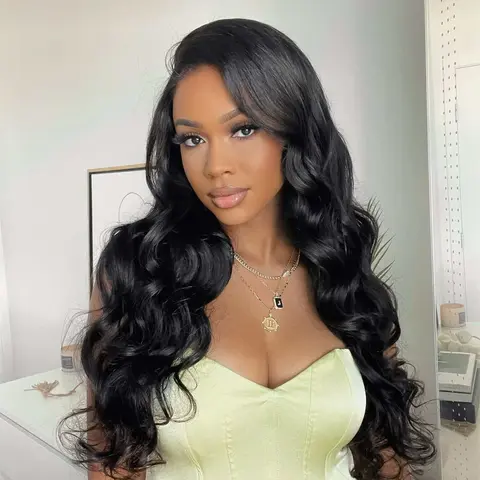 XSY Women's 5x5 HD Lace Closure Human Hair Body Wave Glueless No Glue Wig - Pre Cut, Pre Plucked, Full & Thick, Beginner Friendly, Effortless Daily Wear, Natural Look, for Commuting, Parties