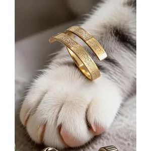 Gold Electroplated Engraved Double Band Stackable Ring - Basic Stainless Steel Elegant Casual Ring, Minimalist Fashion Non Tarnish Costume Jewelry for Summer Daily Wear, Gold Stackable Rings