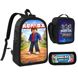 Roblox Backpack 3 Pieces Set With Lunch Bag Pencil Case Combination For Work Sport Picnic Classic Laptop Backpack Travel Daypack Stationery Bag