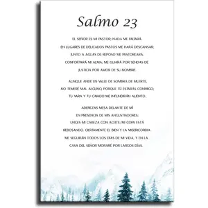 Spanish Bible Verse, Salmo 23,El Señor Es Mi Pastor Nada Me Faltará, Verso De La Biblia Poster Wall Decor Wall Art Printing Picture Canvas Living Room Decor Framed and Unframed. (20x30inch-Framed)