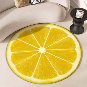Fresh Lemon Slices Cushion, Anti-Slip Round Mat, Realistic Lemon Print Decorative Pad, Perfect for Living Room, Kitchen, Balcony