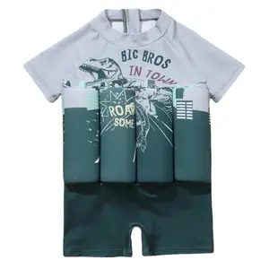 Children Buoyancy Swimsuit, Adjustable And Removable Buoyancy, Short-Sleeved Shorts Swimsuit For Boys And Girls, Dinosaur Pattern Mixed Color Floating Swimsuit, Summer Beach Sports Swimsuit Swimming Buoyancy Swimsuit