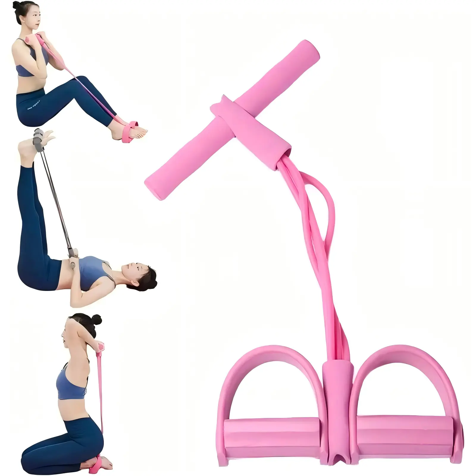 Pedal Resistance Bands Set, with 8-Section Elastic Training Bands & Pilates Grip Socks, Fitness Equipment for Women Abdomen, Waist, Arm, Leg