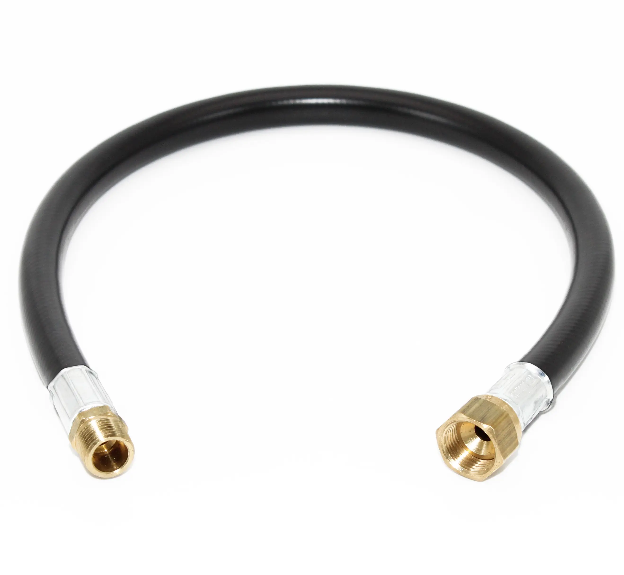 Flame King 24-inch Propane Thermo Plastic Hose Assembly, 3/8-inch ID, 3/8-inch MPT X 1/2-inch Female Flare, for RVs and Travel Trailers