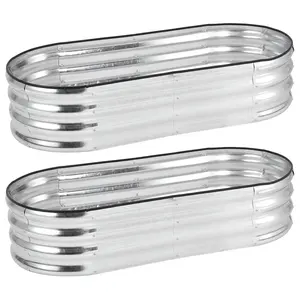 2 Pcs 4.5x2x1 ft Oval Raised Garden Bed, Galvanized Raised Beds,Open-Ended Base Metal Raised Planter Beds,Planter Raised Boxes for Vegetables,Flowers