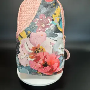 Rose's Handmade Floral Sling Backpack with Adjustable Pink Strap