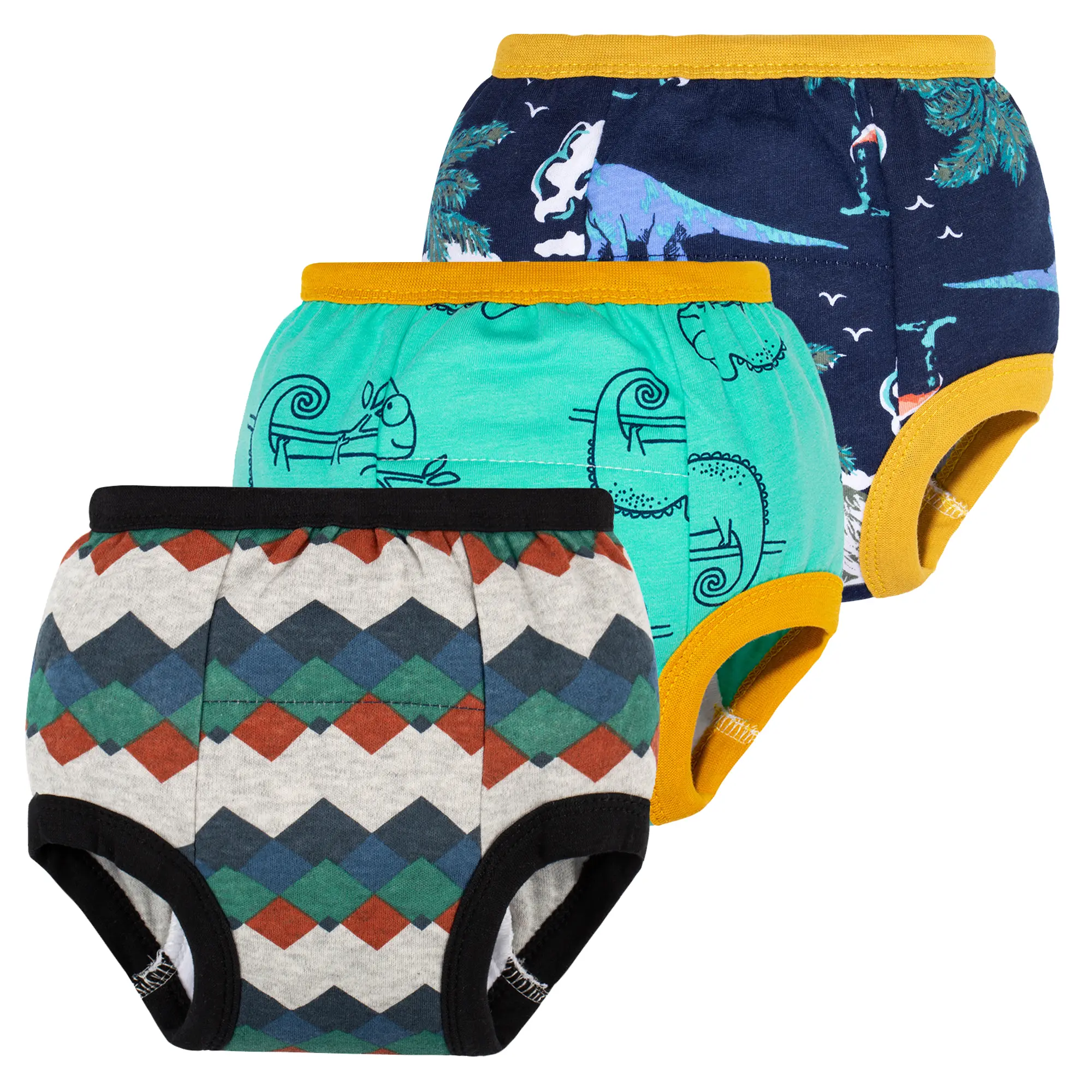 Big Elephant Boys' 3-Pack Cartoon Animal Bloomers, Breathable Cotton Reusable Diaper Training Pants, Playful Underwear for Toddlers (2t-4t-5t) with All-Over Animal Character Print