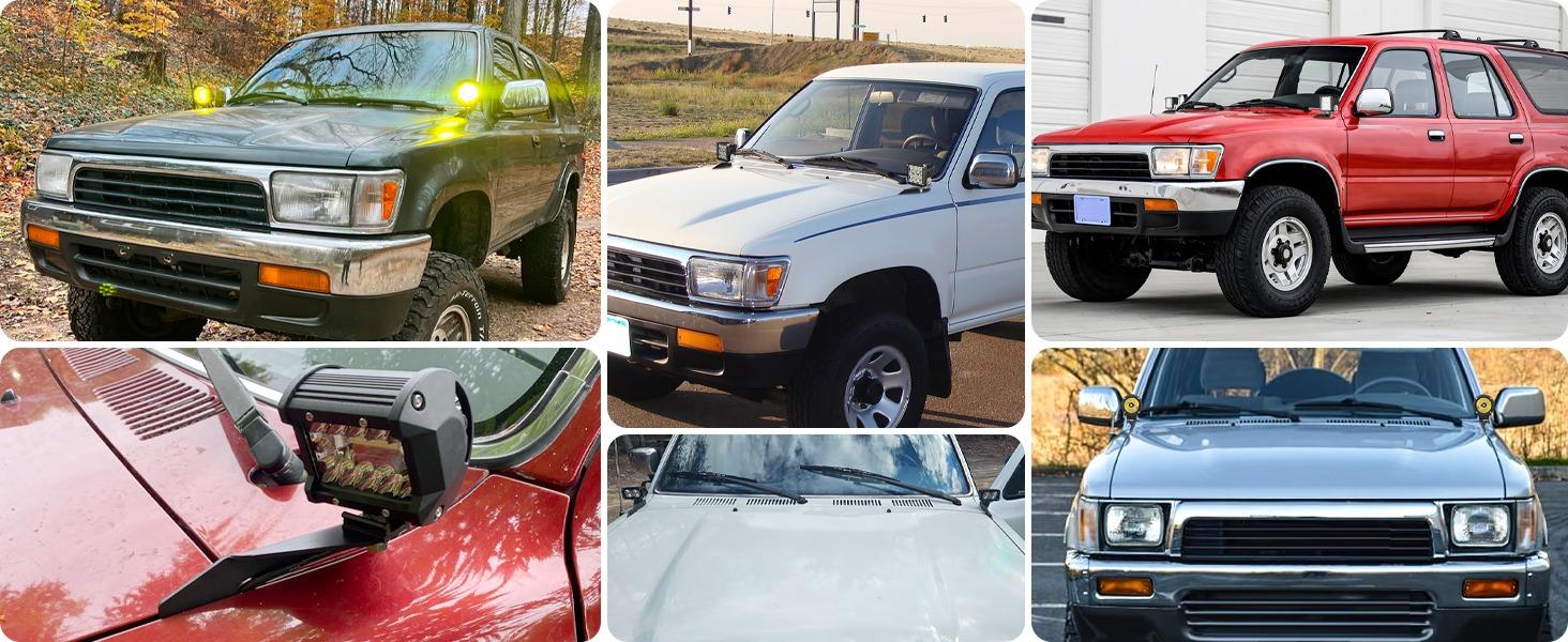 Nilight Ditch Light Brackets Hood Hinges Mount Bracket Kit for Auxiliary Offroad LED Pods Work Lighting Compatible with Toyota 4Runner 1989 1990 1991 1992 1993 1994 1995 3rd Gen Pickup