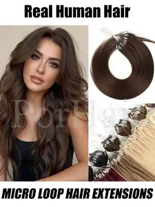 12-20Inches Straight Brown Micro Loop Hair Extensions Human Hair For Women Natural Black Blonde Micro Bead Micro Ring Fishing Line Halo Hair Extensions Daliy Use