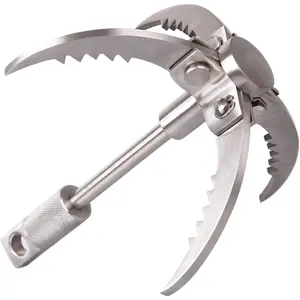 Grappling Hooks - Survival Claw Multifunctional Stainless Steel Large Hook with 20M(64ft) Static Rock Nylon Rope, Grappling Hook with Rope, Tree Climbing Gear Anchoring Fishing Rescue Vehicle Towing
