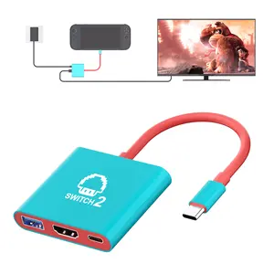 Switch /switch2 Dock, Portable TV Dock Station for Switch/Switch 2/Steam Deck/ROG Ally/Legion GO, 3-in-1 Switch 2 Travel Dock with HDMI 8K@60Hz or 4K@144Hz, USB 2.0 and 100W Charge PD Port