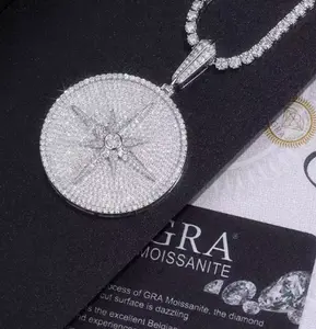 Celestial Round Medallion Moissanite Pendant Necklace
