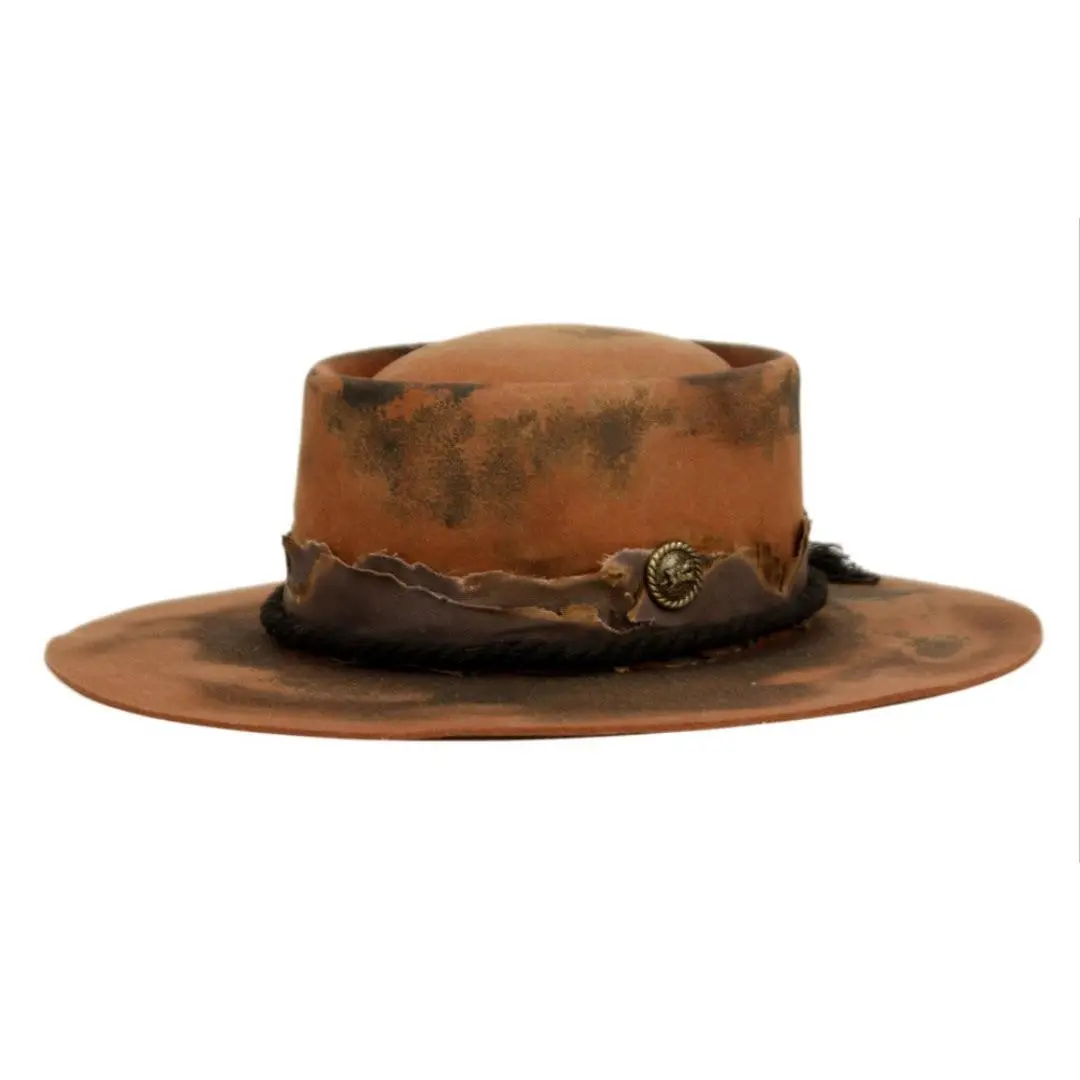 DISTRESSED Vintage Fedora Hat - 100% Australian Wool, Adjustable Drawstring, 3.5" Brim, Distressed Finish, Sophisticated Look