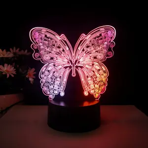 Butterfly Creative 3D LED Night Light, Neon Light, Seven-Color Touch Control Atmosphere Decorative Lamp, Perfect Gift and Ornament, Indoor Decorative Light, Mood Decorative Lights