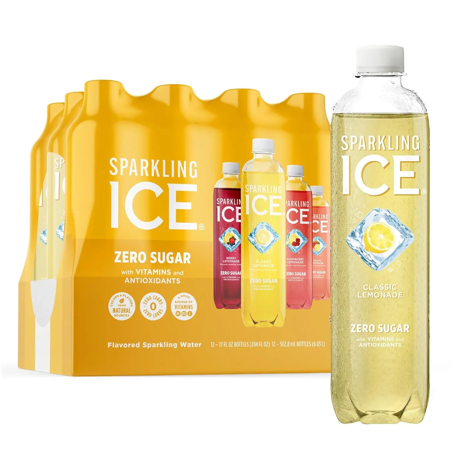 Sparkling Ice Lemonade Variety Pack, Flavored Sparkling Water, Zero ...