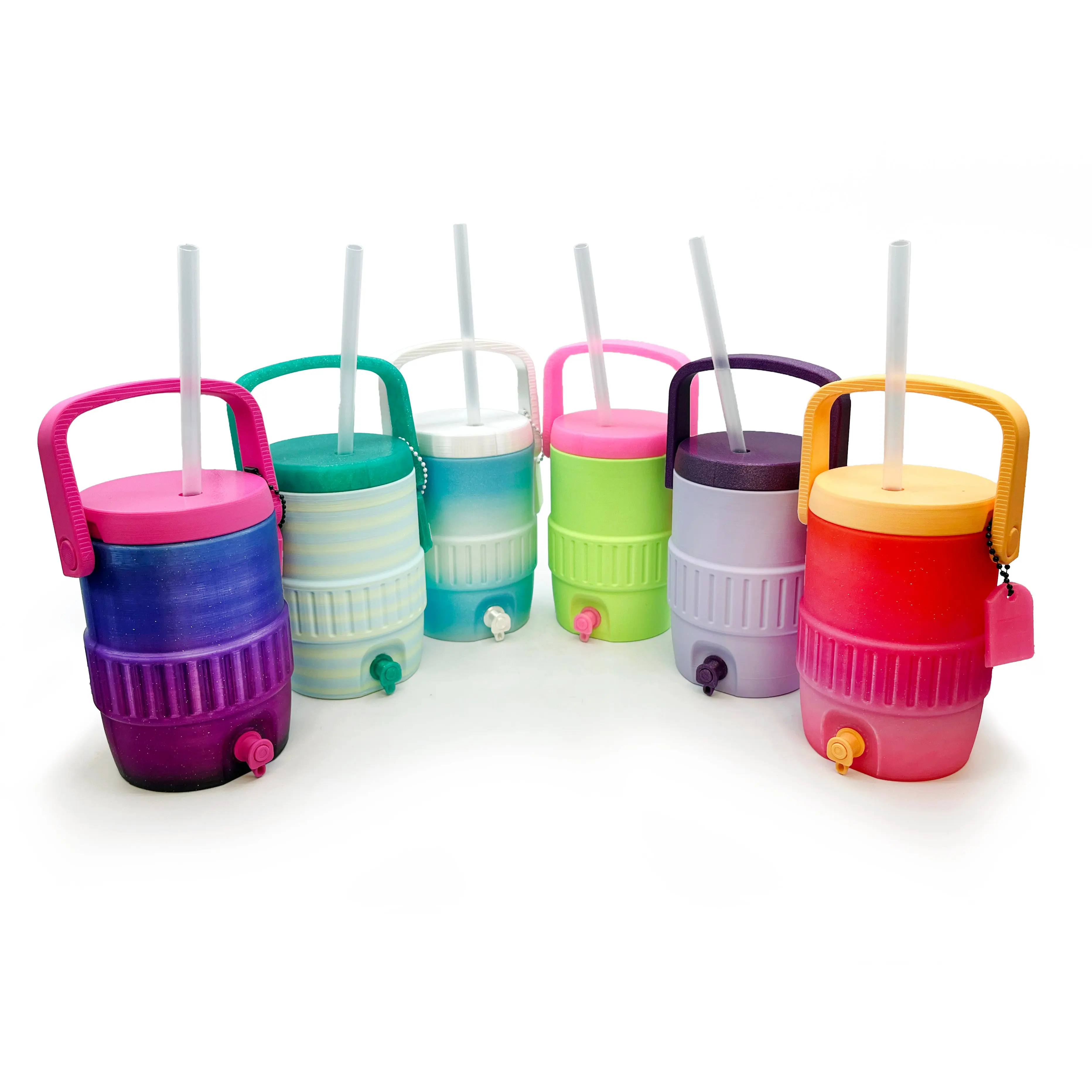 Mini Cooler Can Cozy with Lid, Straw + Pull Tab Opener
