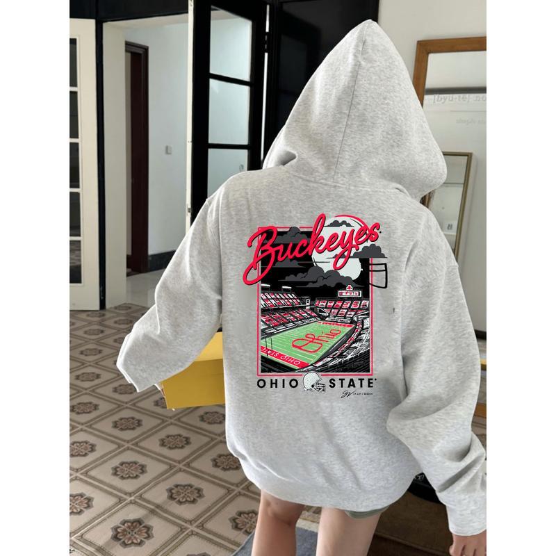 Vintage Ohio State Script Scene 2 side Hoodie Streetwear Menswear Top Sports Classic Tee Casual Sweater Hoodie Pullover Long Sleeve football fan Sweatshirt, Hoodie, Comfort Colors