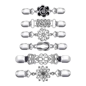 6 pcs elegant vintage sweater clip set, anti slip cardigan fastening buckle, suitable for shirts, fixed scarves, and waist cinching