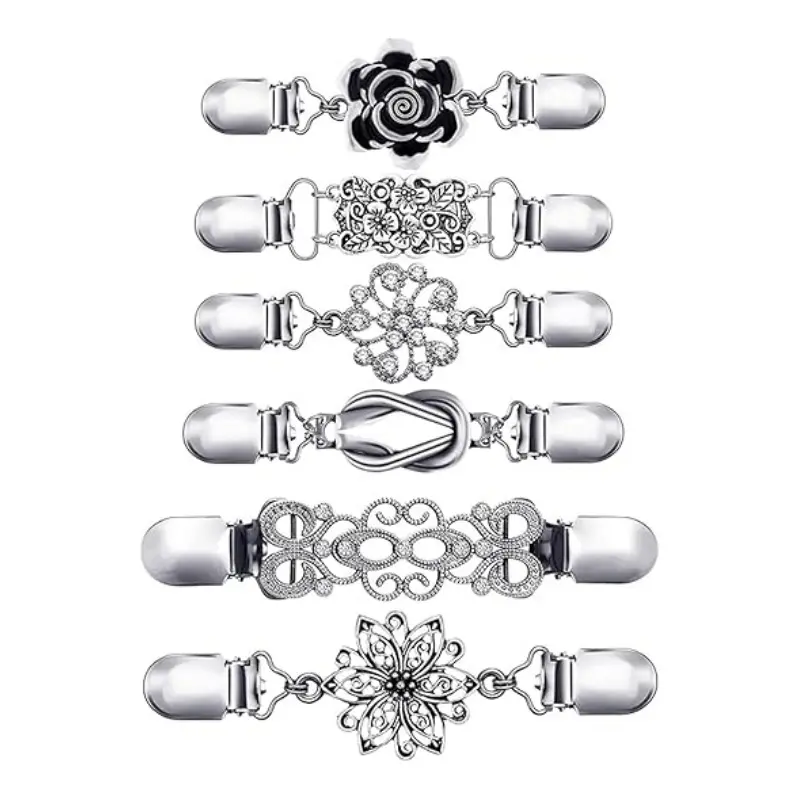 6-Piece Tailor-Made Custom Fit Cinch Clip Set - Anti-Slip Cardigan Clip, Retro Charm Sweater Fastening Buckle, Shirt Securing Tool