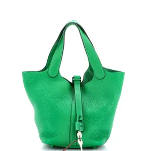 Pre-owned HERMÈS material Bucket Bags Hermes Monochrome Picotin Lock Bag Clemence PM by Rebag