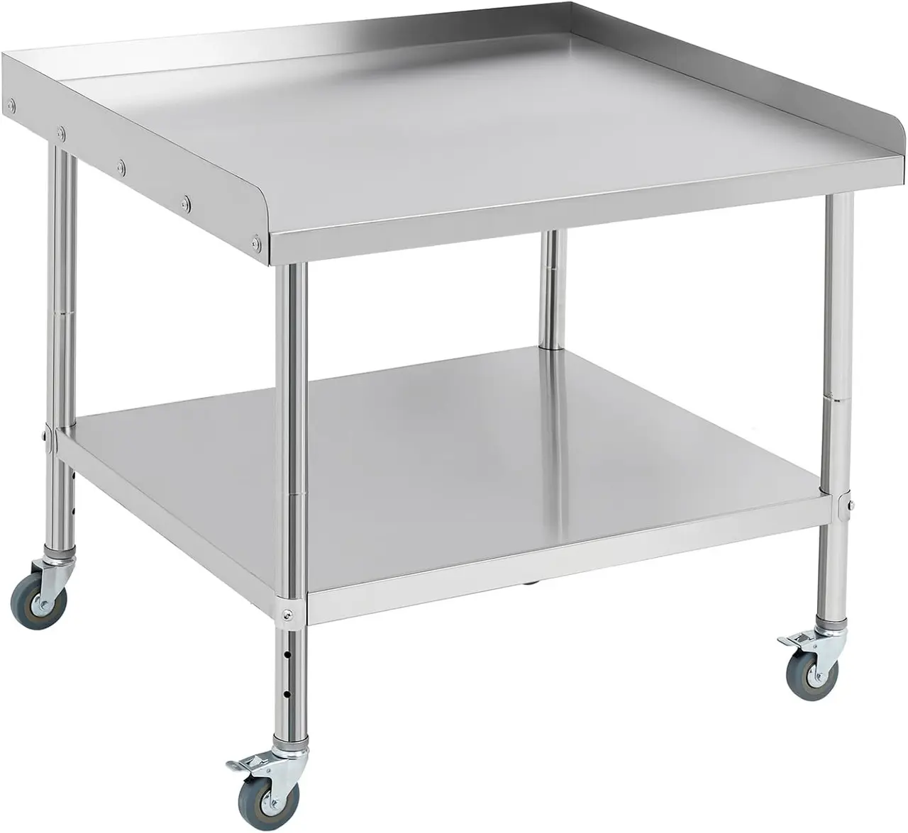 Gaomon Heavy Duty Solid Metal Stainless Steel Outdoor Barbecue Grill Stand Table, 36in x 30in x 30in, 2” Seamless Spill-Proof Baffle, Adjustable Legs, Removable Panel, 660 lbs Cap., for Families, Commercial Kitchens