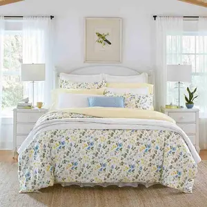 2pc Twin Meadow Floral 100% Cotton Duvet Cover & Sham Set White/Blue - Laura Ashley