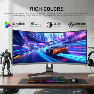 Gawfolk 34 Inch Ultrawide Curved 200Hz Gaming Computer Monitor,1500R PC Screen 21:9 UWQHD (3440x1440),120% sRGB,Adaptive Sync,Built-in Speaker,Display Port、HDMI,Compatible with Wall mounting